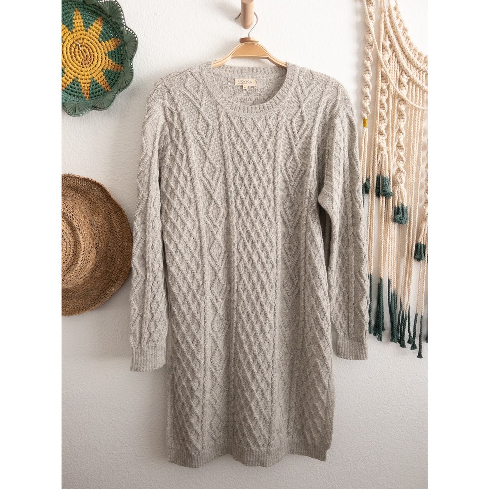 Novica Gray Alpaca Soft Sweater Dress Size XL Peru